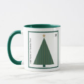 Postage Stamp Christmas Tree Custom Photo Mug Mok (Links)