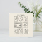 Postage Stamp Hand Drawn Save The Date Card (Staand voorkant)