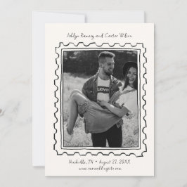 Postage Stamp Hand Drawn Save The Date Card