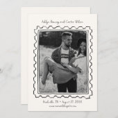 Postage Stamp Hand Drawn Save The Date Card (Voorkant / Achterkant)