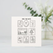 Postage Stamp Hand Drawn Save The Date Card (Staand voorkant)