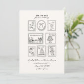 Postage Stamp Hand Drawn Save The Date Card (Staand voorkant)