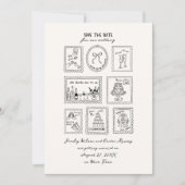 Postage Stamp Hand Drawn Save The Date Card (Voorkant)