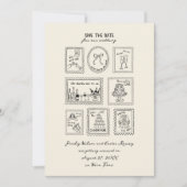 Postage Stamp Hand Drawn Save The Date Card (Voorkant)