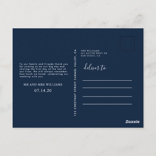 Postal Briefkaart Bruiloft dank u + foto van de w (Achterkant)