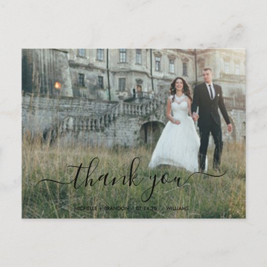 Postal Briefkaart Bruiloft dank u + foto van de w (Voorkant)