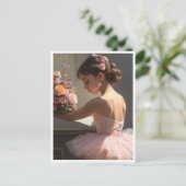 Postal con bailarina sujetando ramo de flores briefkaart (Staand voorkant)