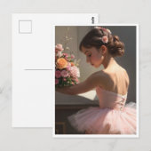 Postal con bailarina sujetando ramo de flores briefkaart (Voorkant / Achterkant)