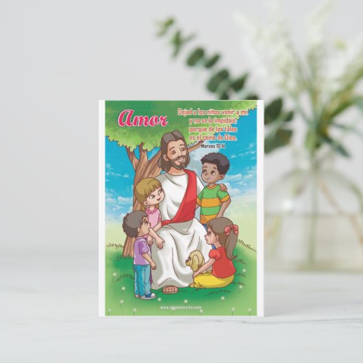 Postal Cristiana - Jesús y los niños Briefkaart (Staand voorkant)