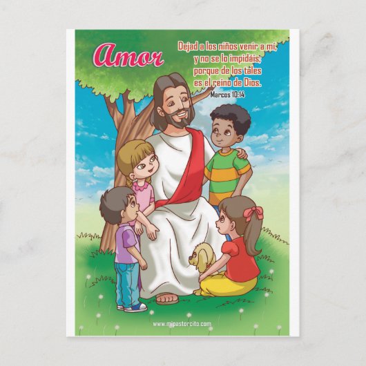 Postal Cristiana - Jesús y los niños Briefkaart (Voorkant)