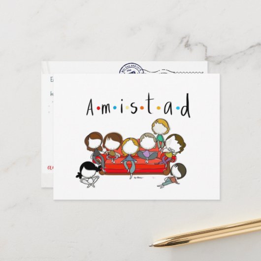 Postal de amistad para san valentin briefkaart (Voorkant / Achterkant in situ)