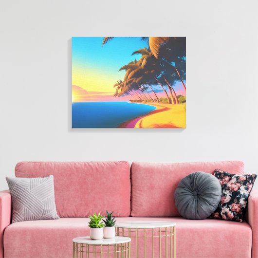 Postal de los 80s canvas afdruk (Insitu (Woonkamer))