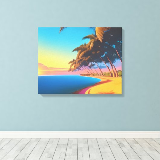 Postal de los 80s canvas afdruk (Insitu (Houten vloer))