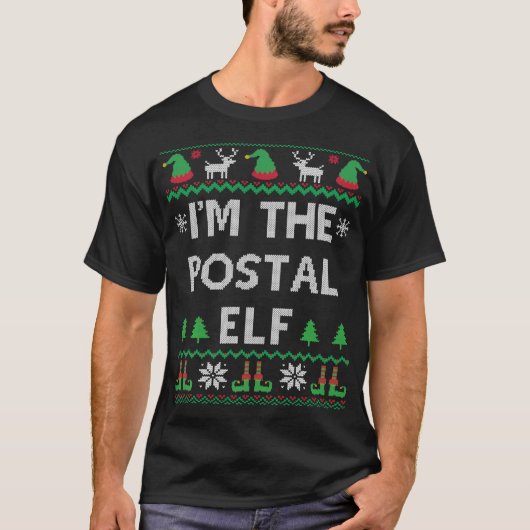 Postal Elf Ugly Kerstpost Office Worker Mailm T-shirt (Voorkant)