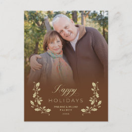 Postal Festiva Brown Whimsical Script Quote Photo  Feestdagenkaart