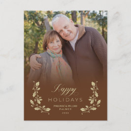 Postal Festiva Brown Whimsical Script Quote Photo  Feestdagenkaart