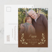 Postal Festiva Brown Whimsical Script Quote Photo Feestdagenkaart (Voorkant / Achterkant)