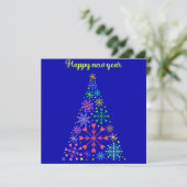 Postal Festiva Snowflakes Christmas Tree Happy new Kaart (Staand voorkant)