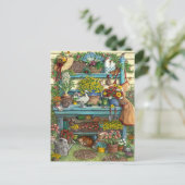 Postal flores y macetas en el jardín briefkaart (Staand voorkant)