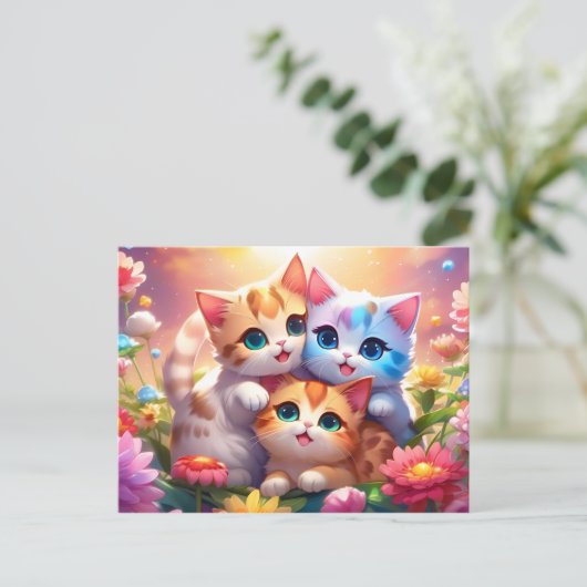 Postal kawaii gatitos briefkaart (Staand voorkant)
