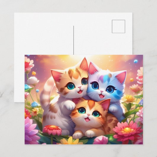 Postal kawaii gatitos briefkaart (Voorkant / Achterkant)