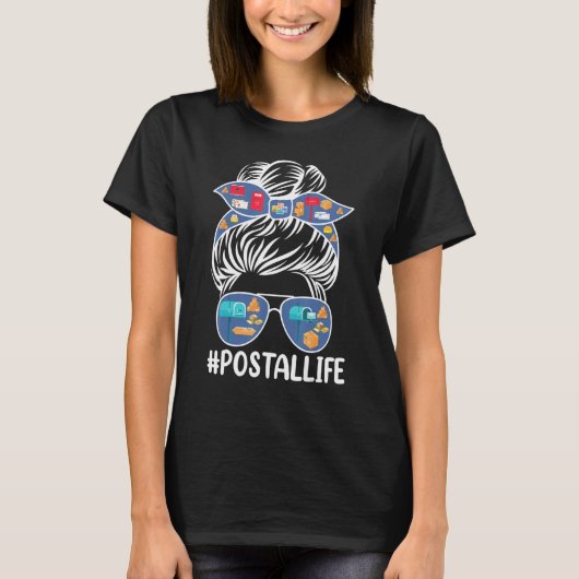 Postal Life Cute Messy Bun Postal Worker Mail Lady T-shirt (Voorkant)