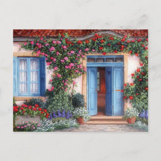 Postal macetas, gekleurde bloemen briefkaart