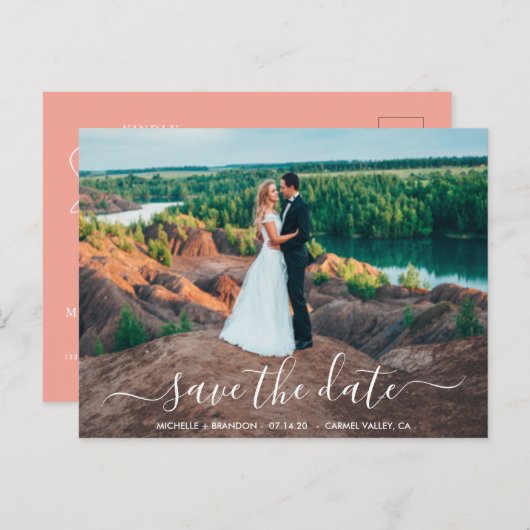 Postal Modern en elegant kalligrafie Briefkaart Sa (Voorkant / Achterkant)