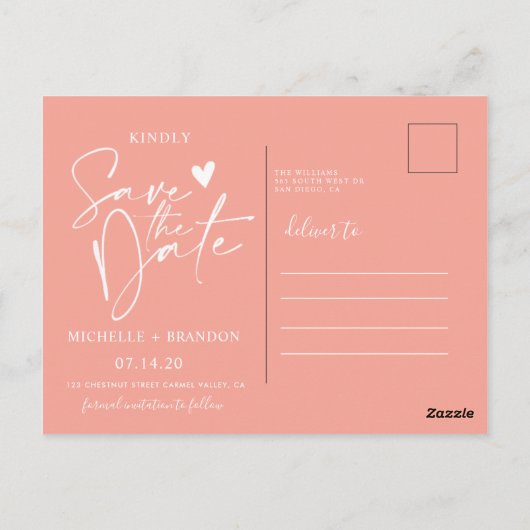 Postal Modern en elegant kalligrafie Briefkaart Sa (Achterkant)