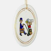 Postal Worker met Boxes-kerstversiering Keramisch Ornament (Rechts)