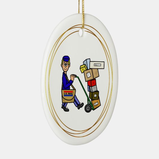Postal Worker met Boxes-kerstversiering Keramisch Ornament (Rechts)