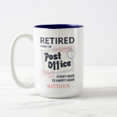 Postal Worker Retirement Mailman Personal Name Tweekleurige Koffiemok (Links)