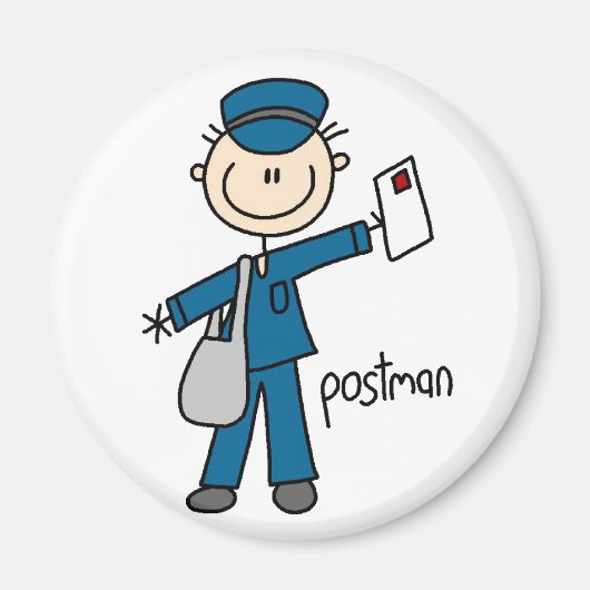 Postal Worker Stick Figuur Magnet (Voorkant)