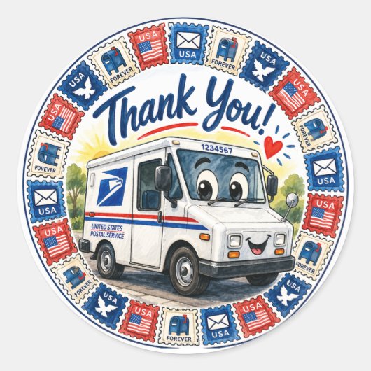 Postal Workers Appreciation  Ronde Sticker (Voorkant)