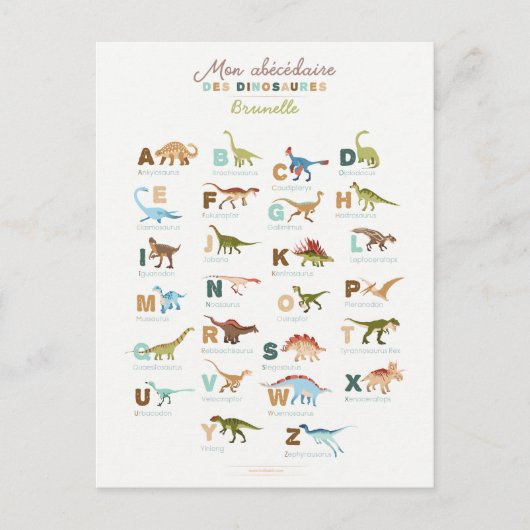 Postale Abacedaire Dinosaures-kaart (Frans) Briefkaart (Voorkant)