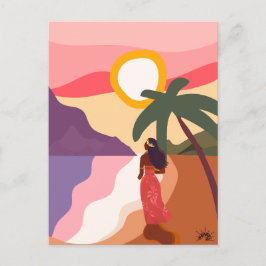 Postale Art Tahiti Polynesië Vahiné Feestdagenkaart