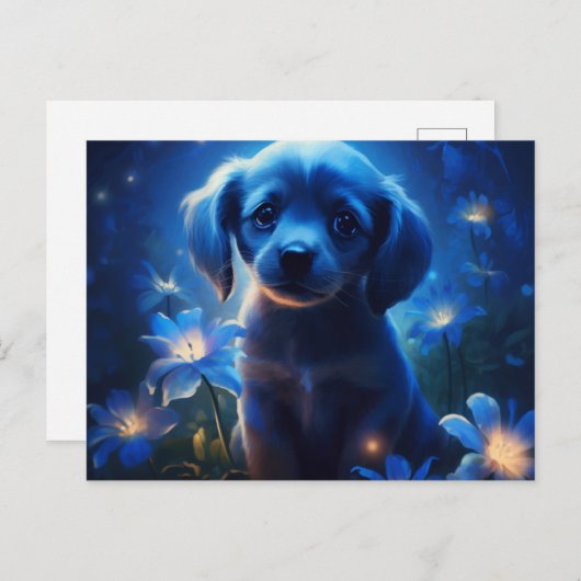 Postale blauwe lichtkaart briefkaart (Voorkant / Achterkant)