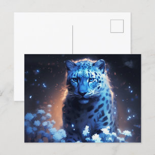 Postale blauwe lichtkaart briefkaart