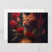 Postale Cat Fleur-kaarten Briefkaart (Voorkant / Achterkant)