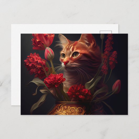 Postale Cat Fleur-kaarten Briefkaart (Voorkant / Achterkant)