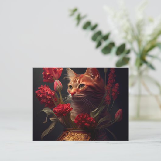 Postale Cat Fleur-kaarten Briefkaart (Staand voorkant)