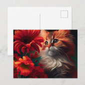 Postale Cat Fleur-kaarten Briefkaart (Voorkant / Achterkant)