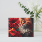 Postale Cat Fleur-kaarten Briefkaart (Staand voorkant)