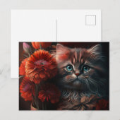 Postale Cat Fleur-kaarten Briefkaart (Voorkant / Achterkant)