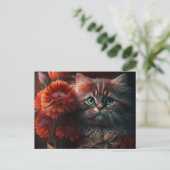 Postale Cat Fleur-kaarten Briefkaart (Staand voorkant)