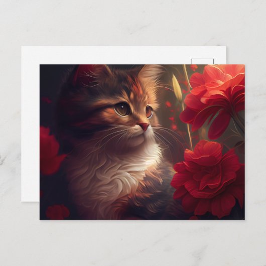 Postale Cat Fleur-kaarten Briefkaart (Voorkant / Achterkant)