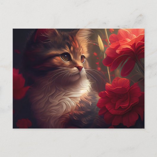 Postale Cat Fleur-kaarten Briefkaart (Voorkant)