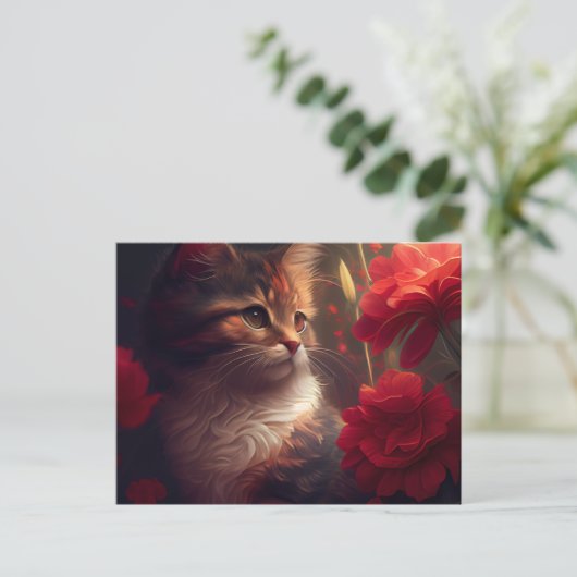 Postale Cat Fleur-kaarten Briefkaart (Staand voorkant)