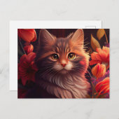 Postale Cat Fleur-kaarten Briefkaart (Voorkant / Achterkant)
