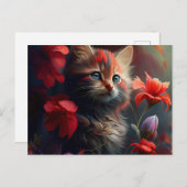 Postale Cat Fleur-kaarten Briefkaart (Voorkant / Achterkant)